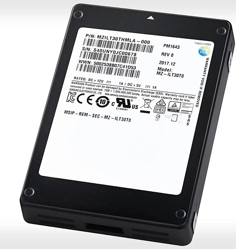 Твердотельный накопитель Samsung. Samsung SSD 3840GB PM1643a 2.5&amp;quot; SAS 12Gb/s TLC R/W 2100/2000 MB/s R/W 450K/90K IOPs DWPD1 5Y