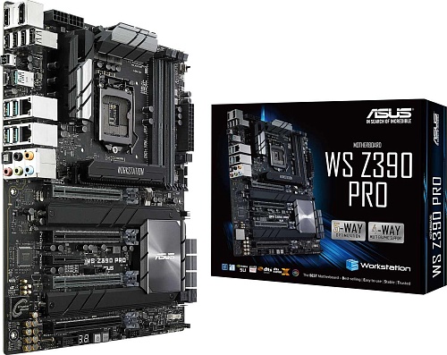 Материнская Плата Asus WS Z390 PRO Soc-1151 Intel Z390 ATX 4xDDR4 6xSATA3 SATA RAID i210AT/219LM 2хGgbEth Ret