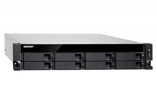 Сетевое хранилище без дисков QNAP. SMB QNAP TS-863XU-RP-4G  NAS, 8-tray w/o HDD, Quad-core 64-bit AMD 2.0GHz, 4GB DDR3L (1x4GB ) up to 16GB (2x8GB ),1x 10G LAN RJ45, 4x1GbE LAN, 2U Rackmount, 2x250W PSU.  W/o rail kit RAIL-B02