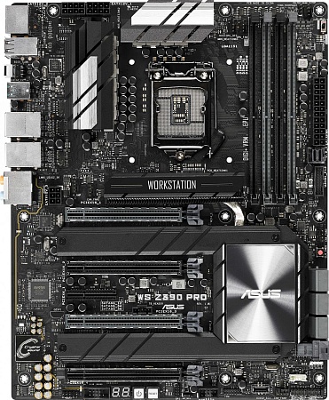 Материнская Плата Asus WS Z390 PRO Soc-1151 Intel Z390 ATX 4xDDR4 6xSATA3 SATA RAID i210AT/219LM 2хGgbEth Ret